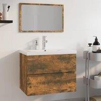 Berkfield Home Bathroom Furniture Set Smoked Oak Engineered Wood in Brown
