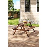 150W*120D*76H cm Solid Wood Rectangle Picnic Table and Bench Set