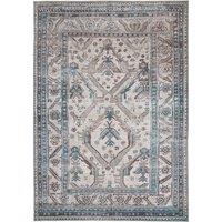 Kukoon Beige Grey Traditional Bordered Medallion Washable Living Room Area Rug | Size: 240 cm x 330 cm