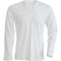 Kariban Men's Slim Fit Long Sleeve V Neck T-Shirt in White | Size: 2XL