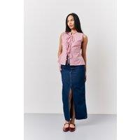 In The Style Women's Tall Denim Maxi Skirt in Blue | Size: 8