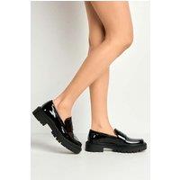 Miss Diva Women's Hinata Panel Cleated Front Loafer in Black | Size: 6