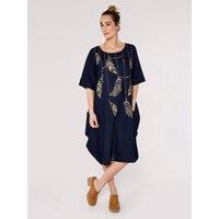 Apricot Women's Necklace Print Midi Dress in Navy | Size: 14