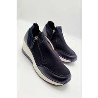 Miss Diva Women's Axel Slip On Side Zip Trainers in Black | Size: 6