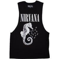 Nirvana Seahorse Band Logo Mono Vest Top in Black | Size: 2XL