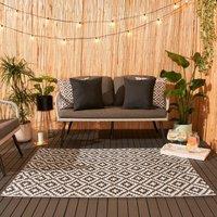 OHS Geometric Outdoor Rug Large Garden Waterproof Non Slip Area Patio Mat in Grey | Size: 160 cm x 230 cm
