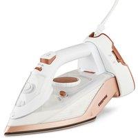 Geepas 2200W Cordless Steam Iron with Ceramic Soleplate, Vertical & Anti-Drip in White