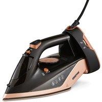 Geepas 2200W Cordless Steam Iron with Ceramic Soleplate, Vertical & Anti-Drip in Black