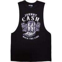 Johnny Cash Walk The Line Boots Vest Top in Black | Size: Small