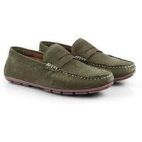 Silver Street London Men's Bari Suede Leather Casual Driving Loafers in Green | Size: 10