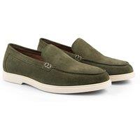 Silver Street London Men's San Mauro Suede Leather Casual Apron Loafers in Green | Size: 10