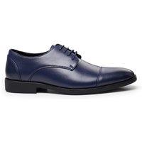 MODISHION Men's Low-Top Lace-Up PU Leather Dress Shoes with Pointed Toe in Navy | Size: 9