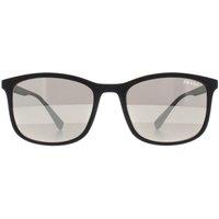Prada Sport Men's Rectangle Black Rubber Light Grey Silver Mirror PS01TS