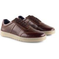 Silver Street London Men's Marco Leather Casual Trainers in Dark Brown | Size: 9