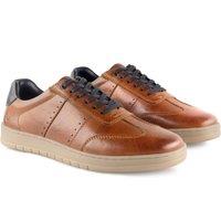 Silver Street London Men's Marco Leather Casual Trainers in Tan | Size: 10