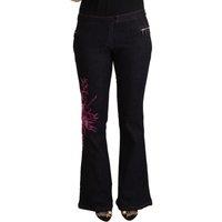 Embroidered Floral Bell Bottoms Wo - Black Jeans