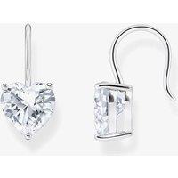 THOMAS SABO Women's Silver Heart Cubic Zirconia Earrings H2288-051-14 in White