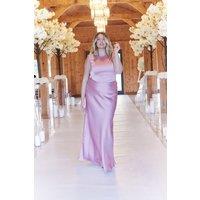 In The Style Women's Satin Cowl Back Maxi Dress in Pink | Size: 18