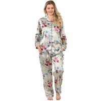 ELAINA FASHION Women's Luxury Satin Watercolour Floral Pyjama Set | Size: 8
