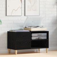 Berkfield Home Record Cabinet Black Oak 84, 5x38x48 cm Engineered Wood | Size: 5 x 38 x 48 cm