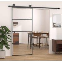 Berkfield Home Sliding Door Aluminium & ESG Glass 90x205 cm Black