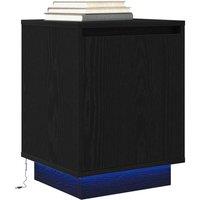 Berkfield Home Bedside Cabinet with LED Lights Black 38x34x50 cm in Black | Size: 38 x 34 x 50 cm