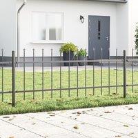 Berkfield Home Garden Fence with Spear Top - Grey, 15.3 x 0.6 m Steel in Grey