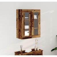 Berkfield Home Wall-Mounted Cabinet with Glass Doors Old Wood 69, 5x34x90 cm in Brown | Size: 5 x 34 x 90 cm