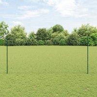Fence Posts 11 pcs U-Channel Green 140 cm Steel, Hexagon Fence Green 1.4x25 m Steel