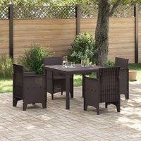 Berkfield Home 5 Piece Garden Dining Set Brown Poly Rattan