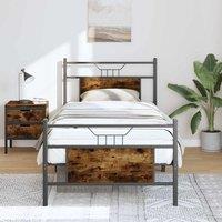 Berkfield Home Bed Frame without Mattress Smoked Oak 80x200 cm Engineered Wood in Brown