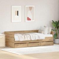 Berkfield Home Daybed Artisan oak Engineered wood 90 x 190 cm Durable Daybed in Brown