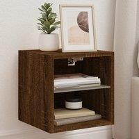TV Wall Cabinet with LED Lights Brown Oak 30x28.5x30 cm