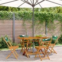 Berkfield Home Folding Garden Chairs 4 pcs Green Fabric & Solid Wood