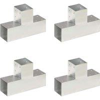 Berkfield Home Post Connectors 4 pcs T Shape Galvanised Metal 91x91 mm in Silver