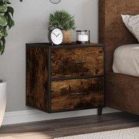 Berkfield Home Wall-mounted Bedside Cabinet Smoked Oak 40x31x39.5 cm in Brown
