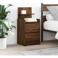 Bedside Cabinets with 2 Drawers 2 pcs Brown Oak 38x34x80 cm
