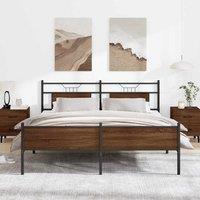 Berkfield Home Metal Bed Frame without Mattress Brown Oak 160x200 cm