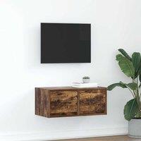 Berkfield Home TV Cabinet Smoked Oak 60x31x25.5 cm Engineered Wood in Brown