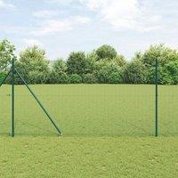 Berkfield Home Welded Wire Fence with 13 Spike Posts Green 1.4x25 m Steel