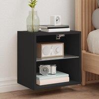 Berkfield Home Bedside Cabinet with LED Lights Wall-mounted Black