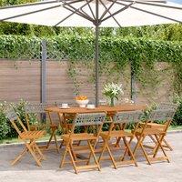 Berkfield Home Folding Garden Chairs 8 pcs Grey Poly Rattan & Solid Wood