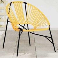 Berkfield Home Garden Egg Chair Black & Yellow Poly Rattan