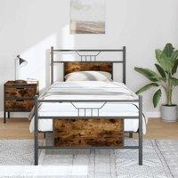 Berkfield Home Bed Frame without Mattress Smoked Oak 90x200 cm Engineered Wood in Brown