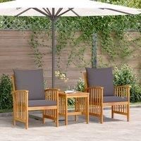 3 Piece Garden Lounge Set with Cushions Solid Acacia Wood