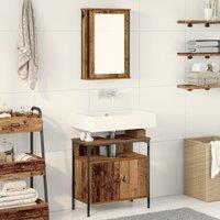 Berkfield Home 2 Piece Bathroom Furniture Set Old Wood Engineered Wood in Brown