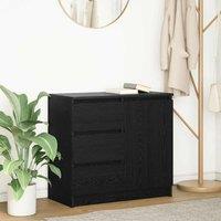 Berkfield Home Sideboard with Drawer Black Oak 71x35x65 cm Engineered Wood | Size: 71 x 35 x 65 cm