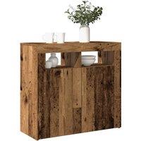 Berkfield Home Sideboard with LED Lights Old Wood 80x35x75 cm Engineered Wood in Brown | Size: 80 x 35 x 75 cm