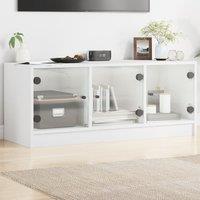 Berkfield Home TV Cabinet with Glass Doors White 102x37x42 cm | Size: 102 x 37 x 42 cm