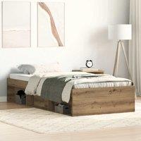 Berkfield Home Bed Frame without Mattress Artisan Oak 75x190 cm Engineered Wood in Brown